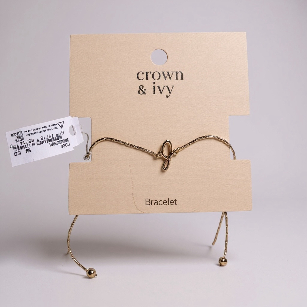 Crown & Ivy Gold Tone Letter “J” Bracelet